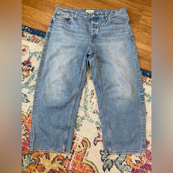 Madewell Darted Barrel Leg Dobbins Blue Button Fly Denim Jeans Womens 27 (32x26) - Picture 5 of 10